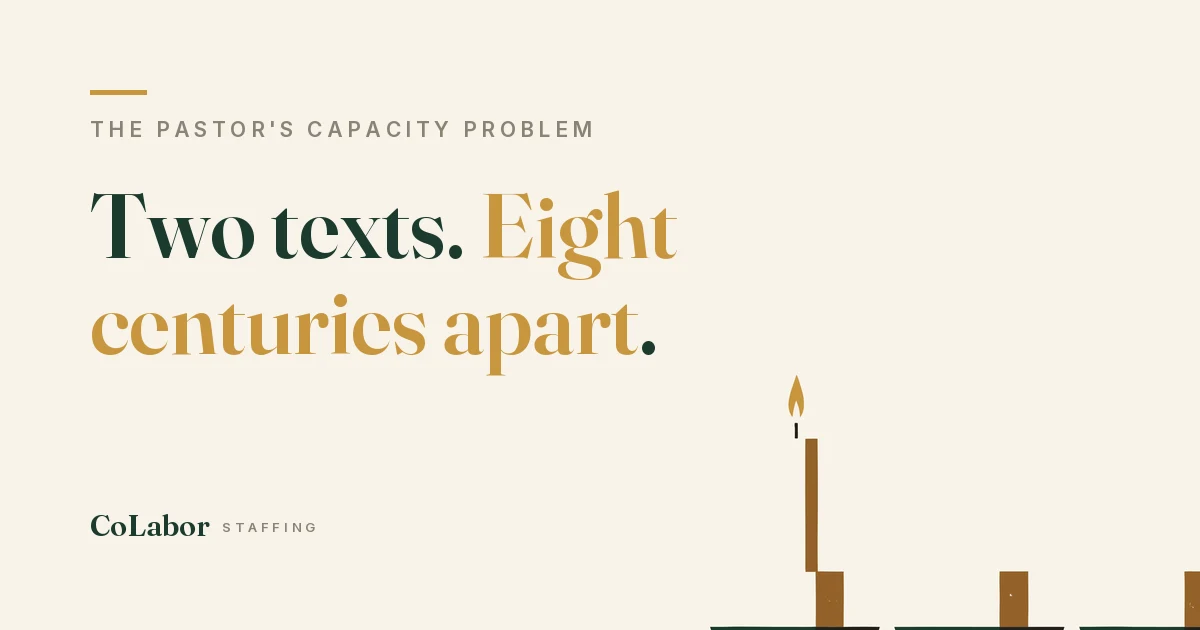 Two texts. Eight centuries apart. Illustration: a tall lit candle with a gold flame beside three unlit candles.