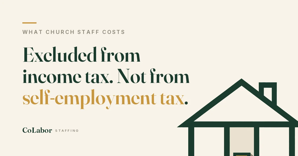 Excluded from income tax. Not from self-employment tax. Illustration: a simple house with a gold front door.